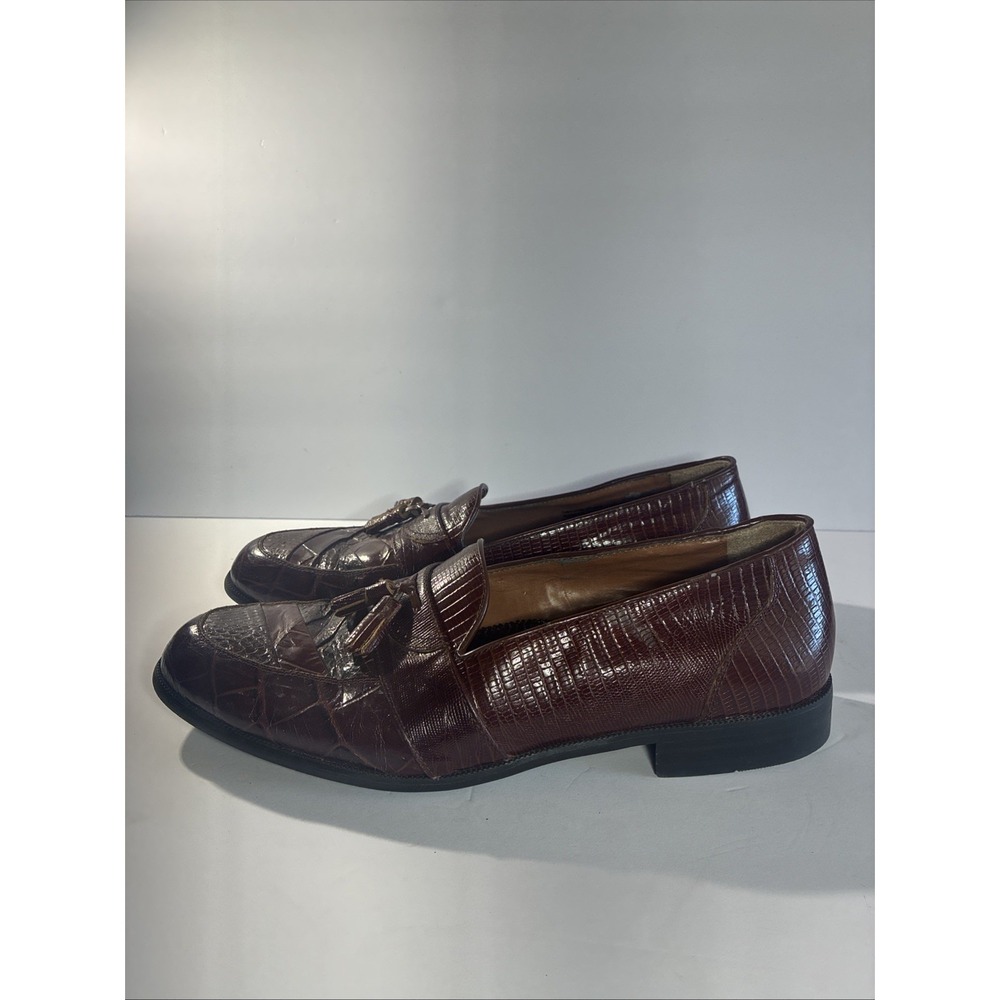 Stacy Adams Genuine Snake Leather Brown Tasseled Loafers Men's Size 14m - Picture 4 of 13